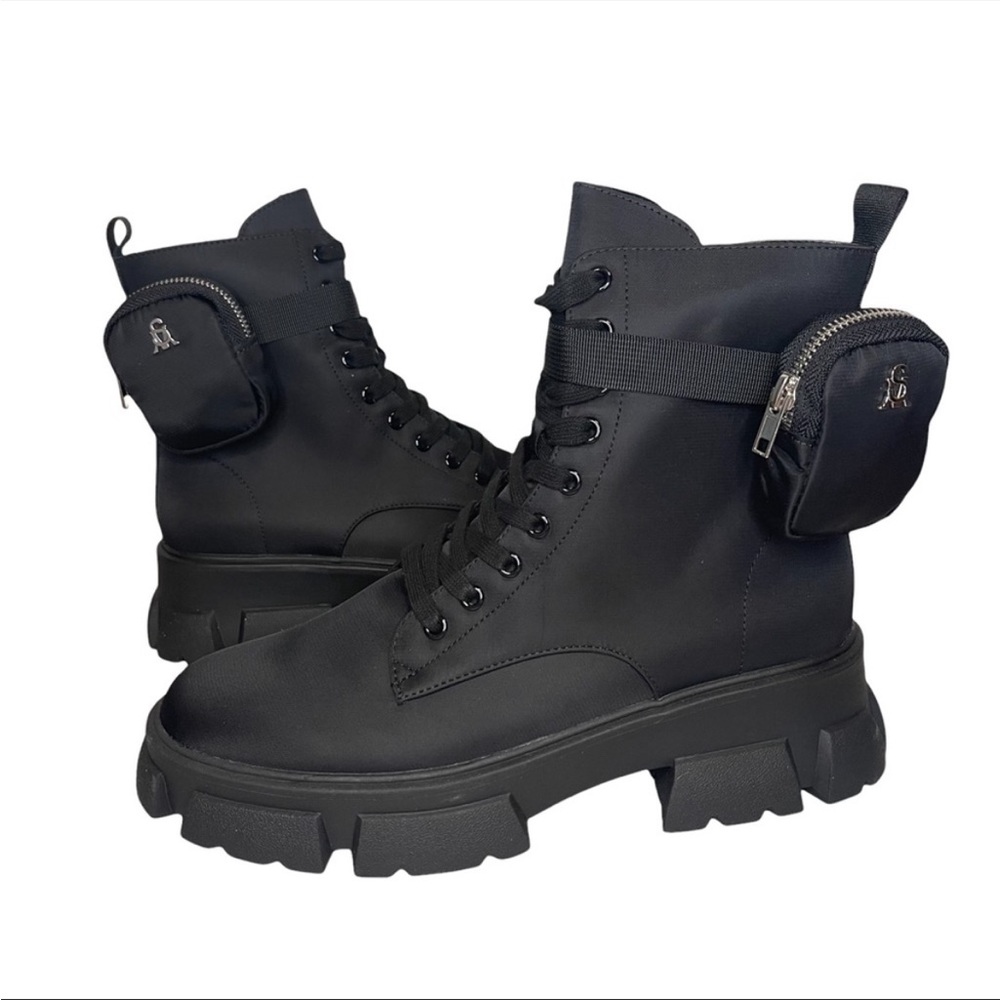 Steve Madden Thora-P Black Combat Boots 7.5